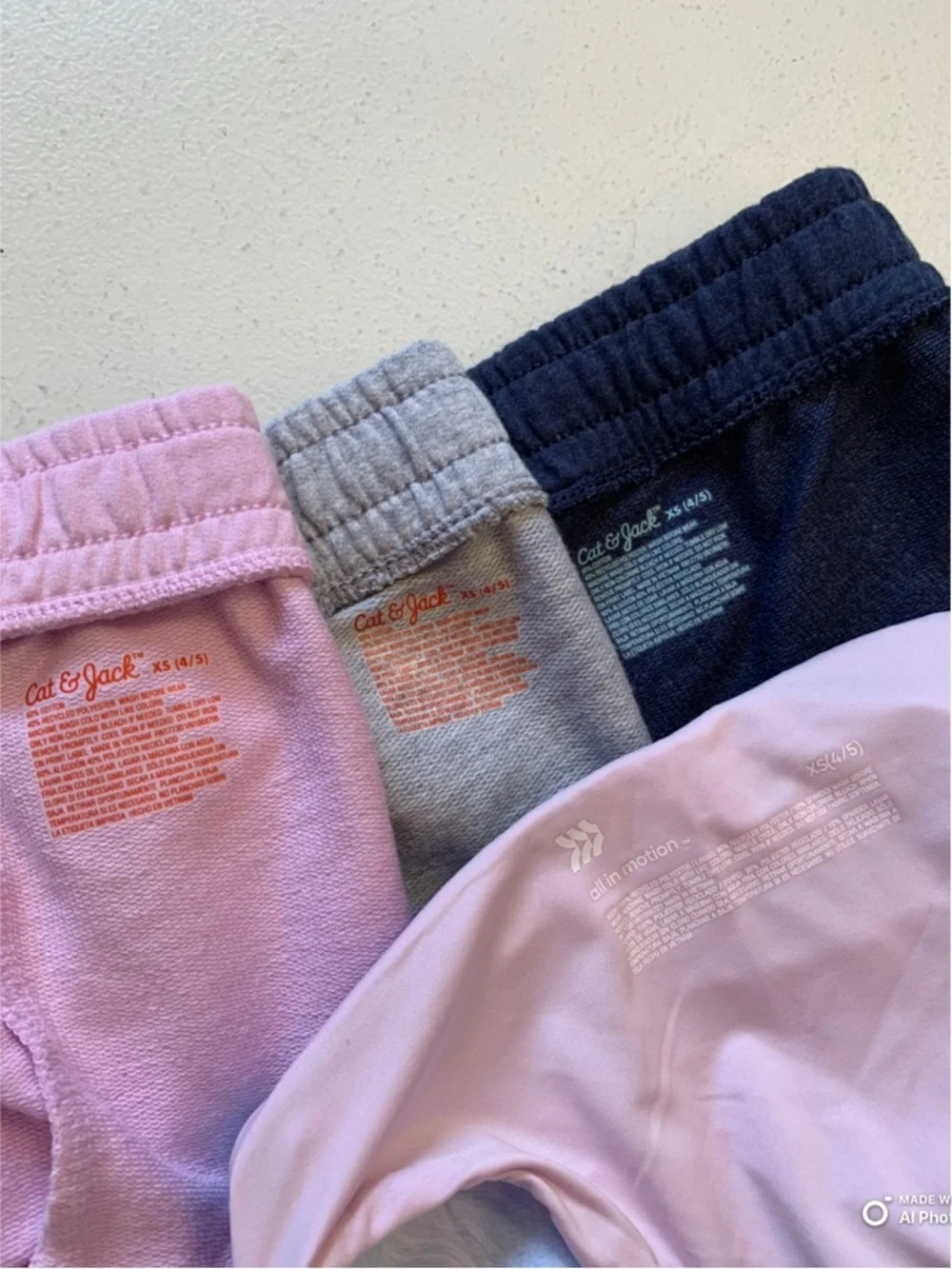 Lot of 4-Pairs of Shorts Girls Size XS (4/5) from Cat & Jack + All In Motion NWT